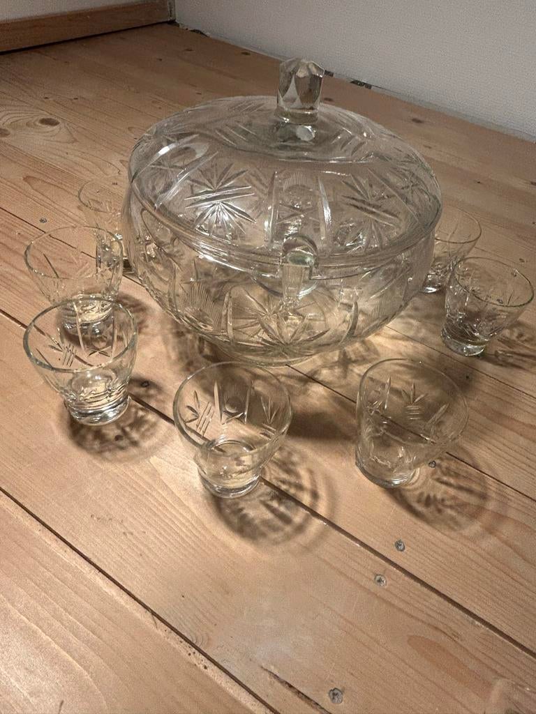 Vintage Kristallen Punch Bowl Set, Antiek en Kunst, Ophalen