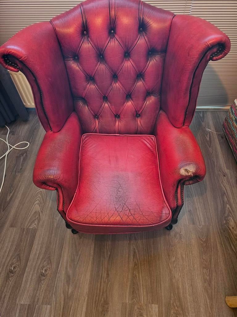 Winchester furniture chesterfield plus hocker, Ophalen, Gebruikt, 75 tot 100 cm