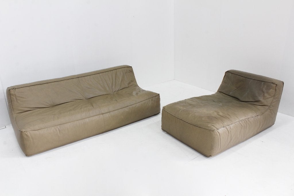 Vintage modular green leather sofa by Verzelloni Italy 1990s, 250 tot 300 cm, Driepersoons, Ophalen of Verzenden, Zo goed als nieuw