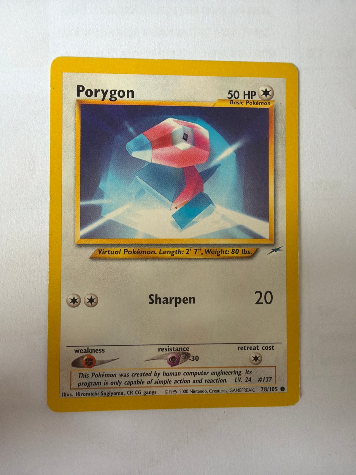 Porygon Pokémon kaart 78/105 - Neo Genesis, Ophalen of Verzenden, Gebruikt, Losse kaart