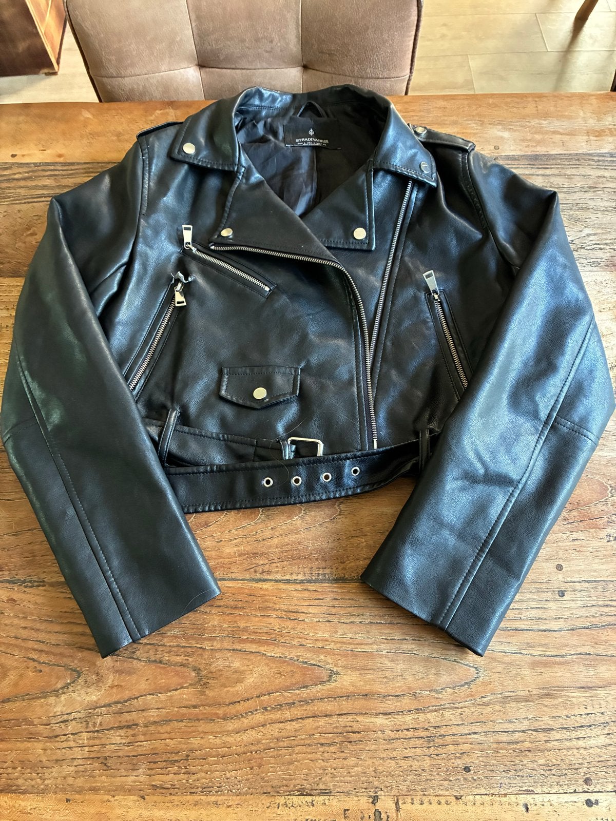 Stradivarius bikerjack zwart maat L, Ophalen of Verzenden, Gedragen, Maat 42/44 (L), Zwart
