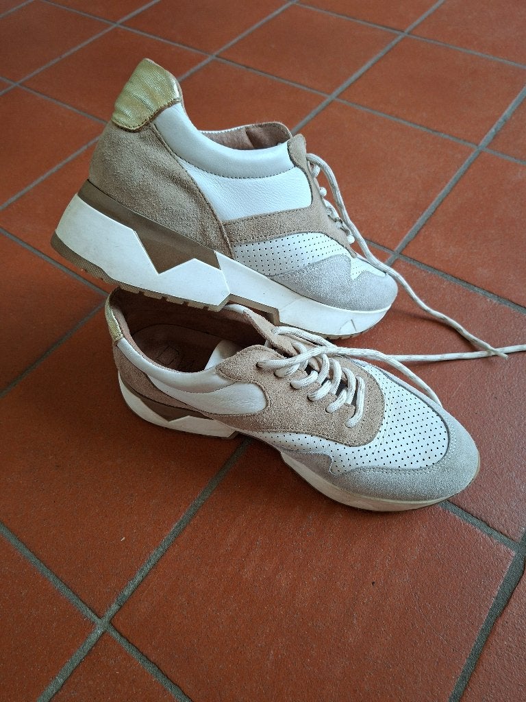 Dwars dwrs  sneakers zgan 41 wit beige bruin, Wit, Ophalen of Verzenden, Dwars, Sneakers of Gympen