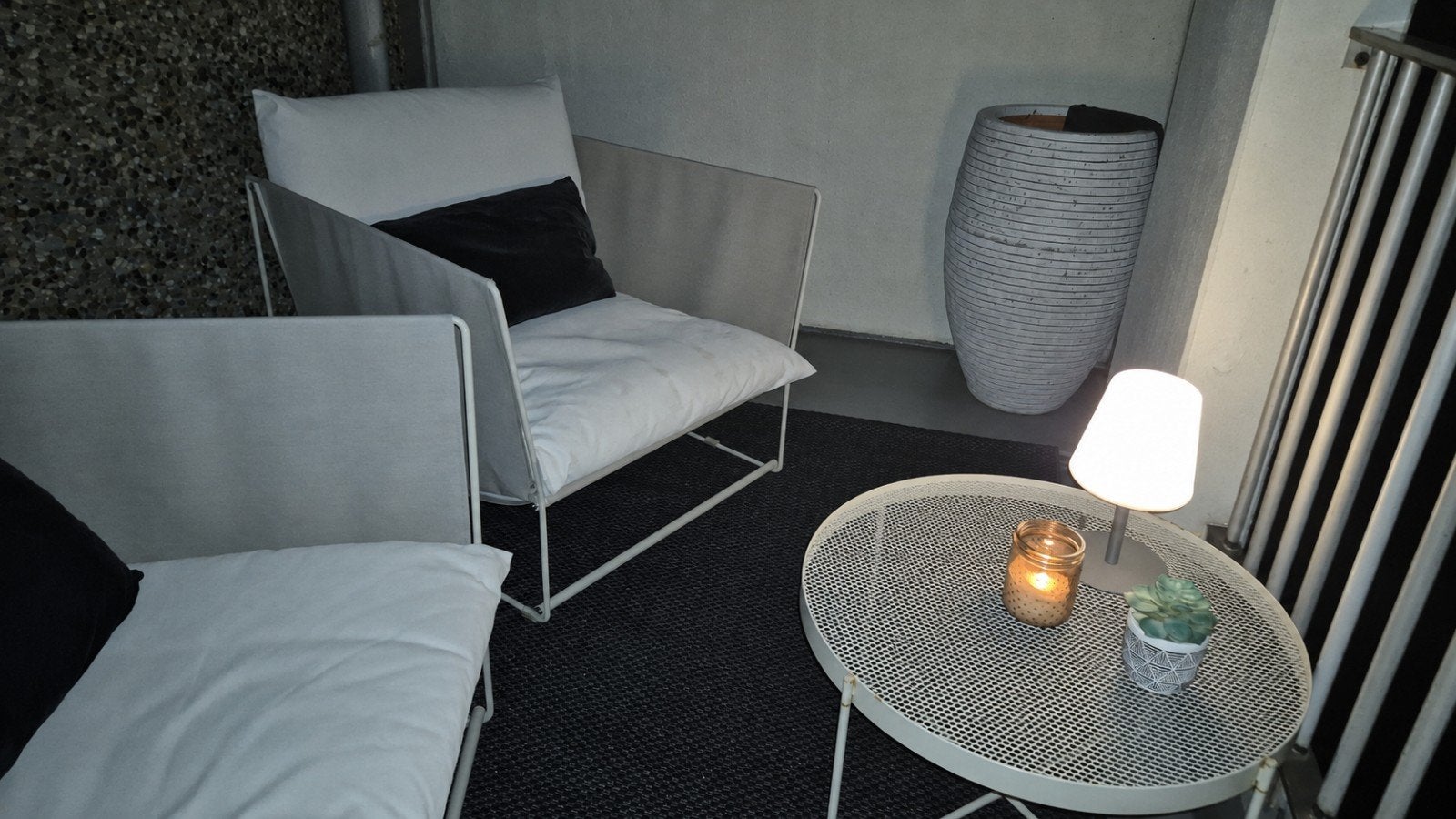 2x IKEA HAVSTEN fauteuil beige - perfect voor buiten, Ophalen, Gebruikt, Metaal