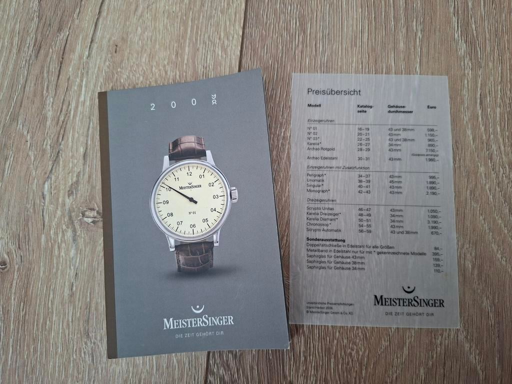 Meistersinger Catalogus 2008/2009 met Prijslijst - Zeer Netj, Sieraden, Tassen en Uiterlijk, Horloges | Heren, Ophalen of Verzenden