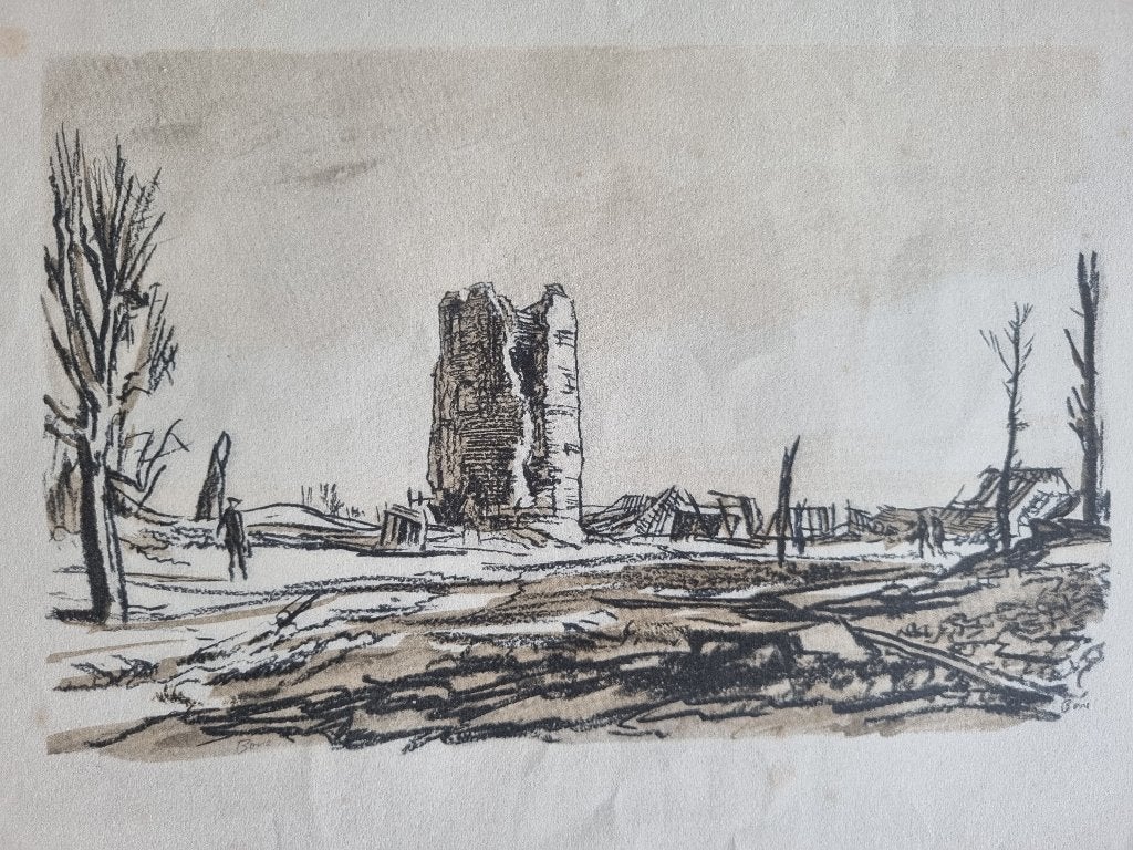 muirhead bone 1876–1953 a ruin at villers carbonnel, Ophalen of Verzenden