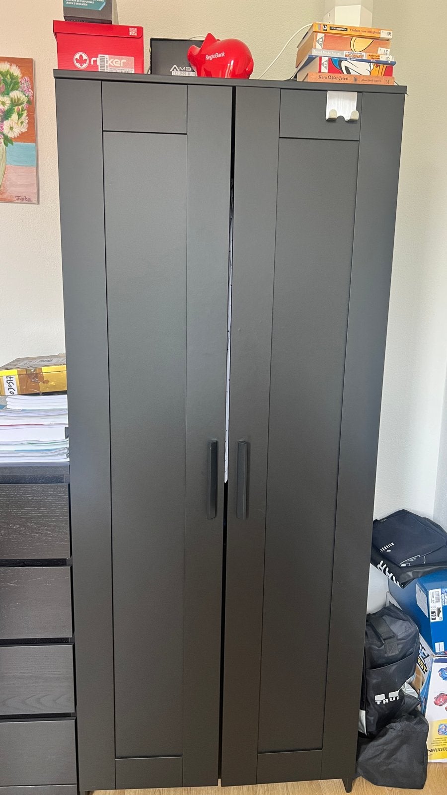 IKEA BRIMNES Kledingkast Zwart met 2 deuren, Ophalen, Gebruikt, 50 tot 100 cm, 150 tot 200 cm