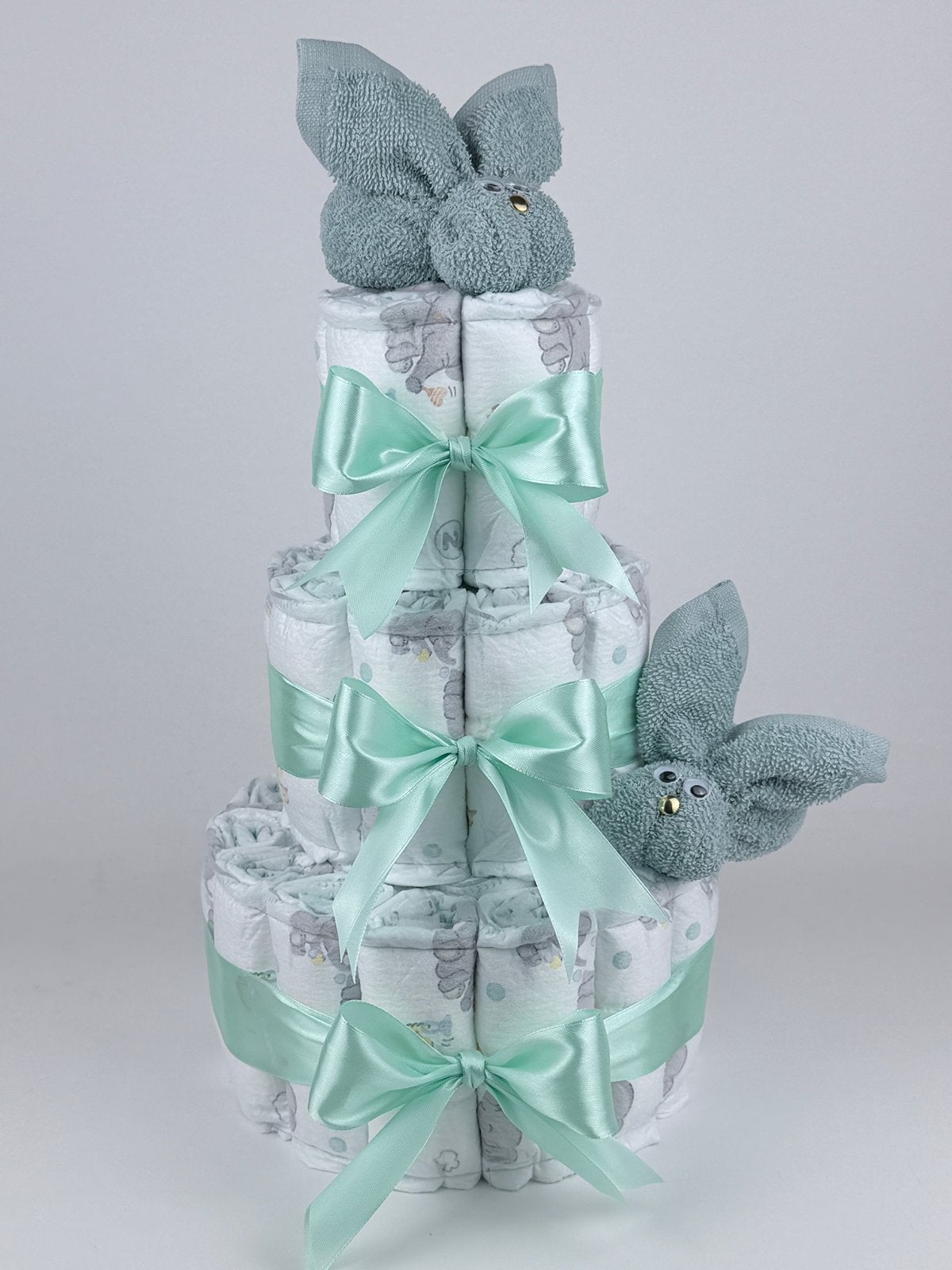 Luiertaart jongen meisje konijnen stone groen groen, Kinderen en Baby's, Ophalen of Verzenden, Nieuw, Kraamcadeau