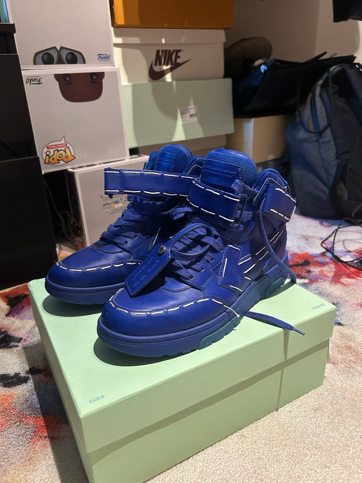 Off-White OOO Sneakers - Zo goed als nieuw, Ophalen of Verzenden, Zo goed als nieuw, Blauw, Sneakers of Gympen