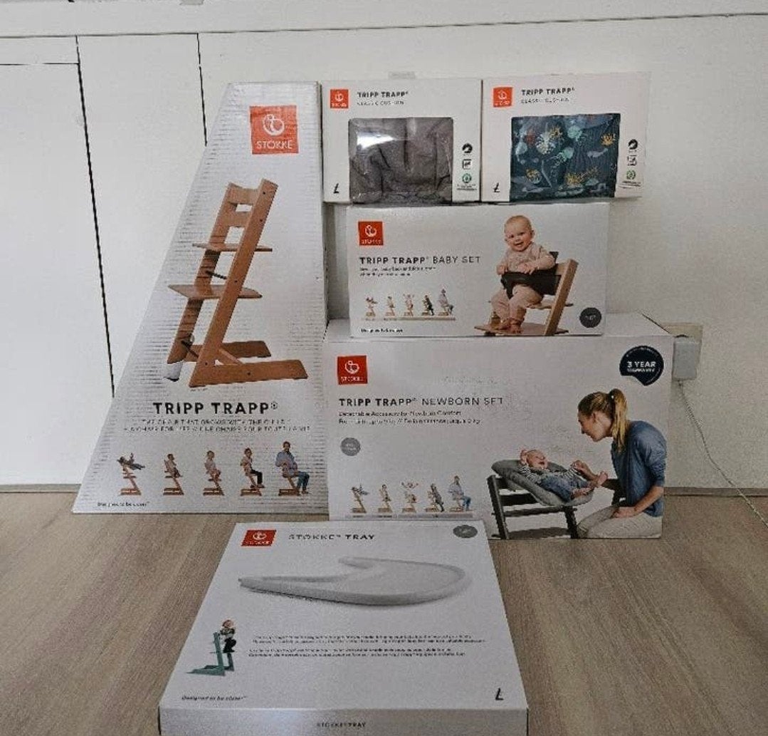 Stokke Tripp Trapp babyset, newborn set playtray, Ophalen of Verzenden, Gebruikt, Meegroeistoel, Afneembaar eetblad