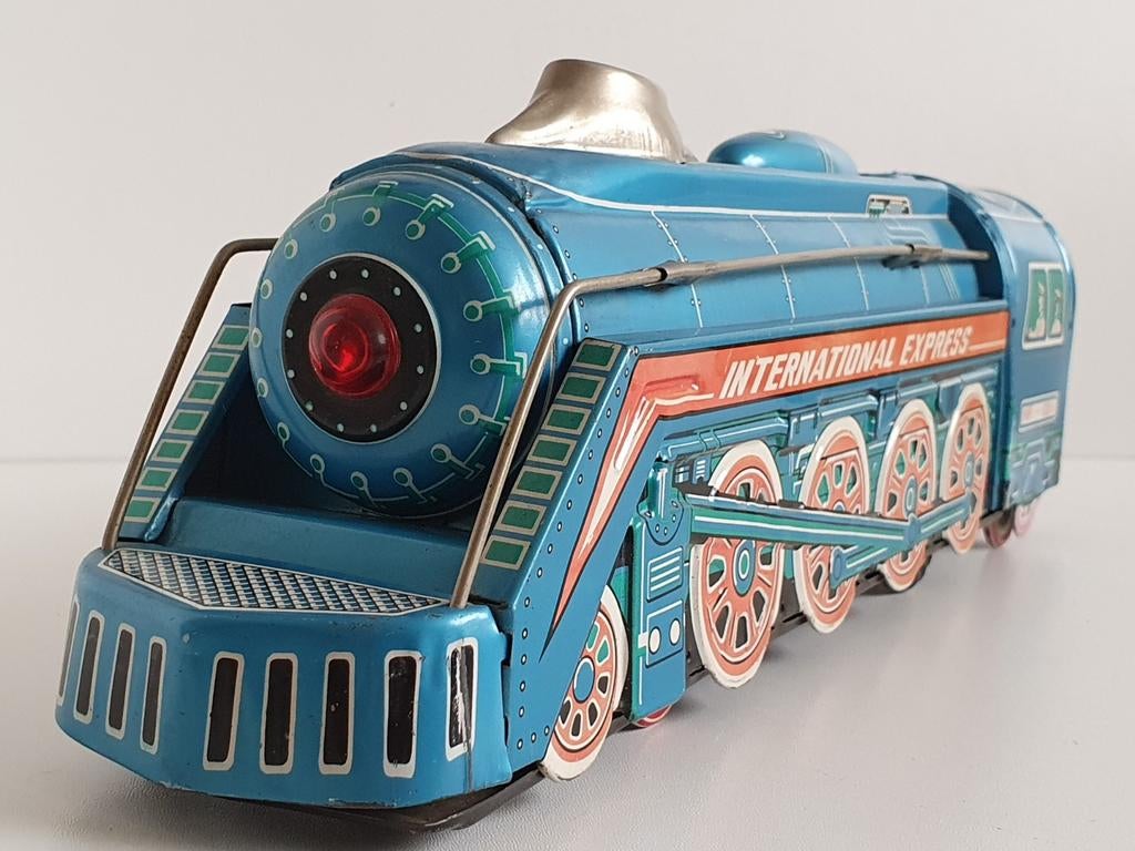 Vintage blikken trein 40 cm. MF 804 " International Expres"., Ophalen of Verzenden