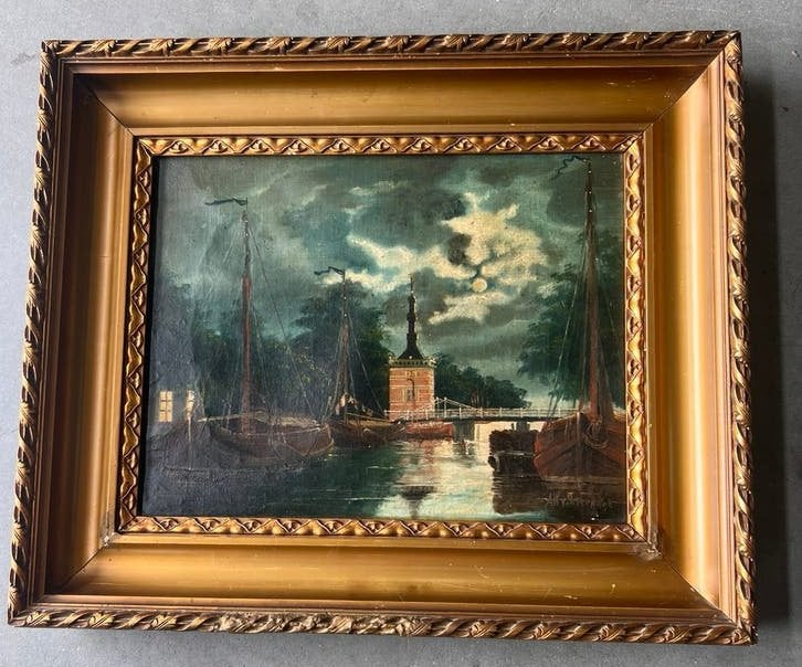 Schilderij Amsterdam Montelbaanstoren A.W. v Steenwijk, Ophalen