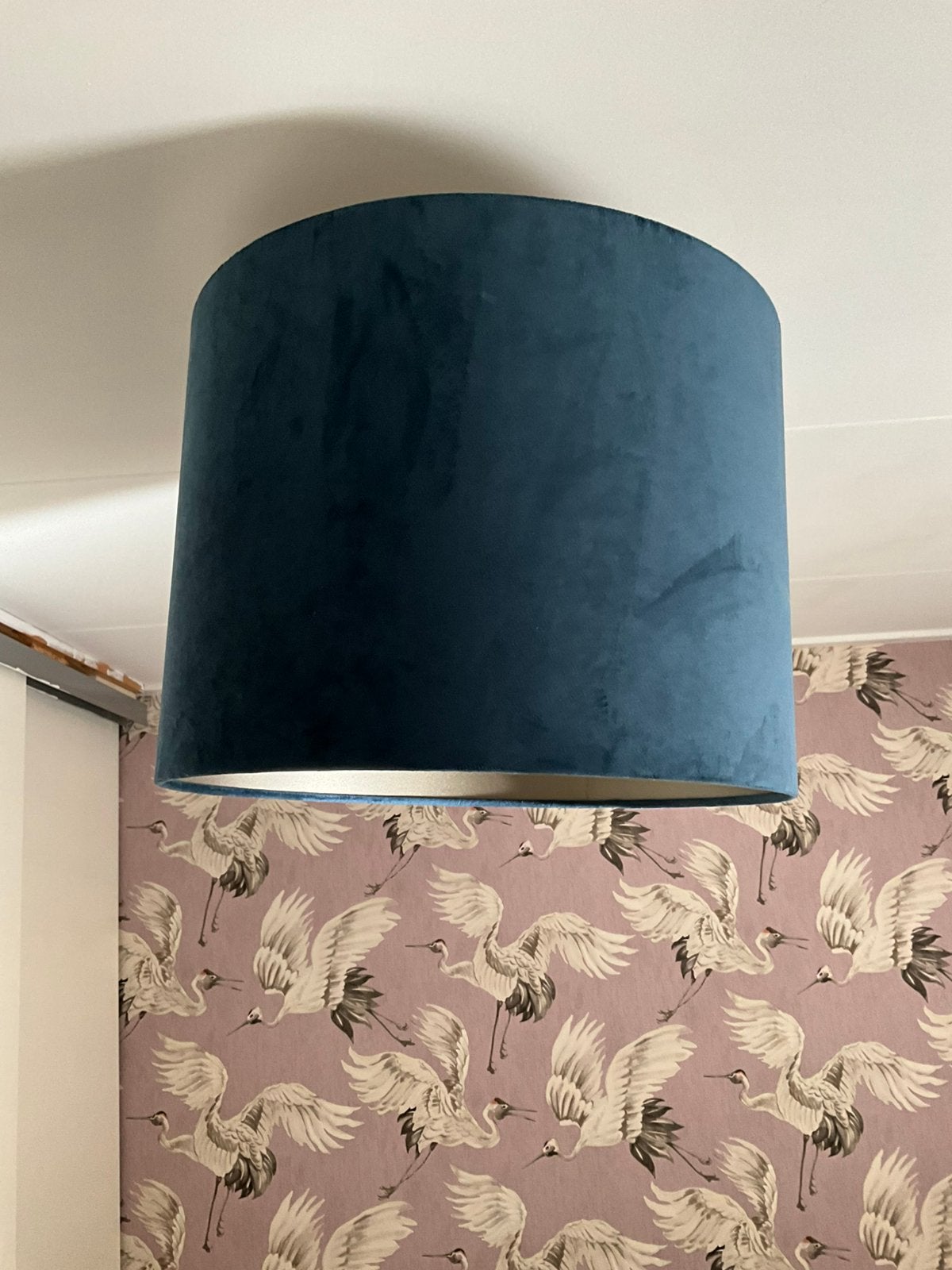 Mooie fluweel blauwe lampenkap, Ophalen of Verzenden, Zo goed als nieuw
