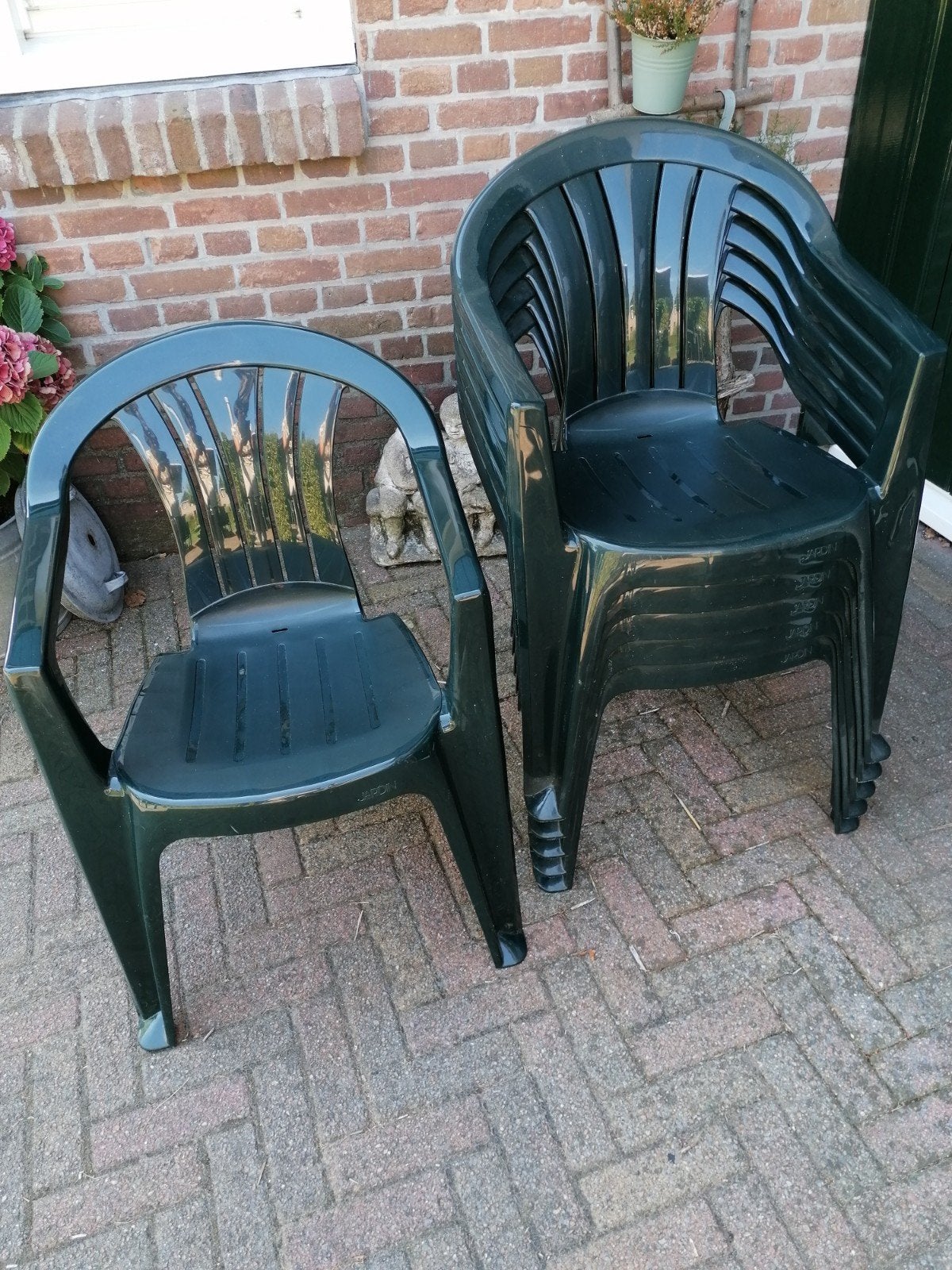 6 stapelbare Jardin tuinstoelen, Tuin en Terras, Tuinstoelen, Ophalen, Zo goed als nieuw, Kunststof, Stapelbaar