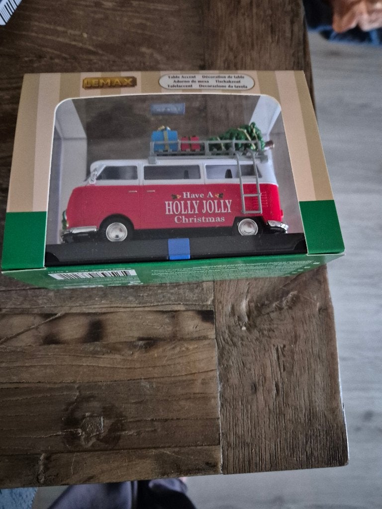 lemax bus kerst rood vw volkswagen look in box, Diversen, Kerst, Ophalen of Verzenden, Nieuw