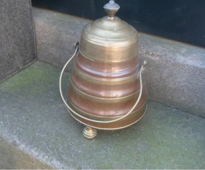 Antieke koperen doofpot 32 hoog roodkoper messing dekselpot, Ophalen of Verzenden, Koper