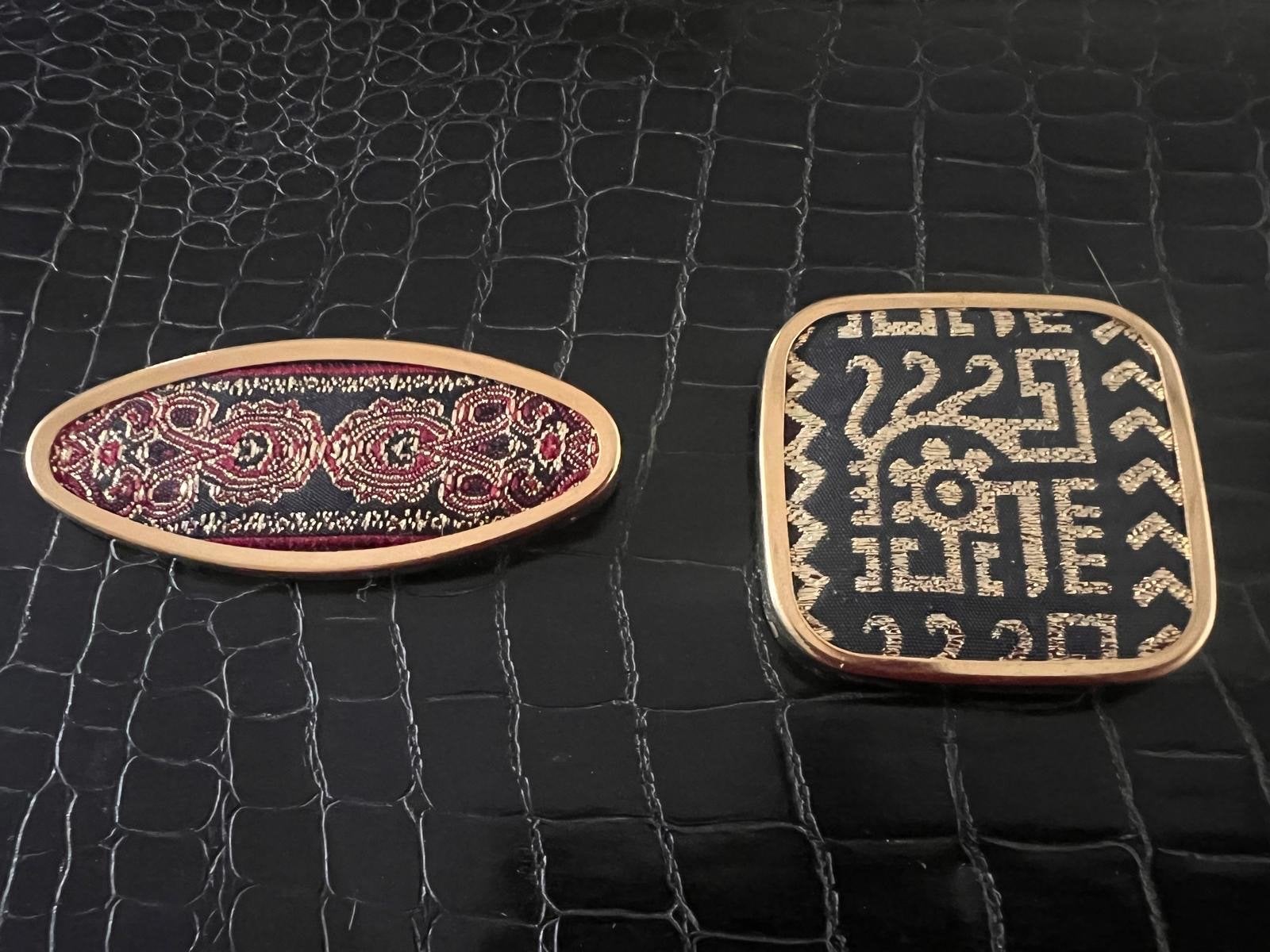 Twee unieke vintage broches met koperen details, Sieraden, Tassen en Uiterlijk, Broches, 4 tot 7 cm, Koper, Ophalen of Verzenden