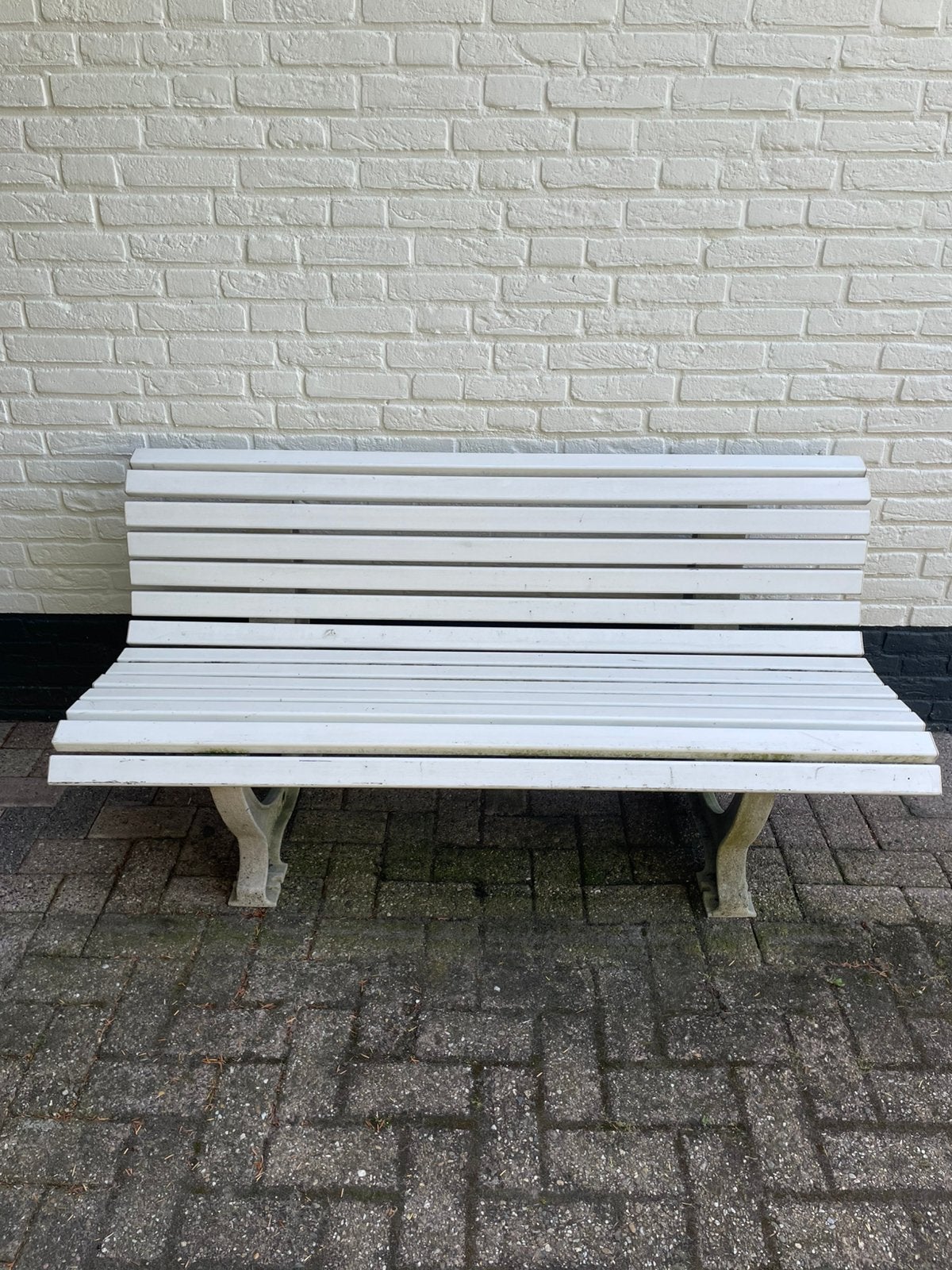 Tuinbank wit kunststof, Ophalen, Zo goed als nieuw, Kunststof