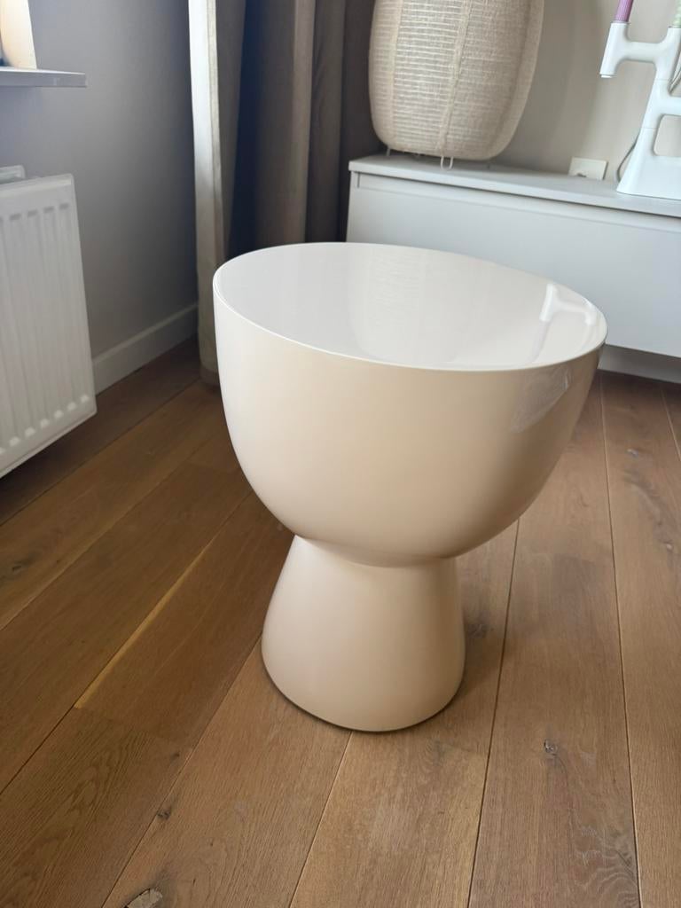 Pols Potten bijzettafel kruk tip tap beige, Huis en Inrichting, Tafels | Bijzettafels, Minder dan 55 cm, Rond, Zo goed als nieuw