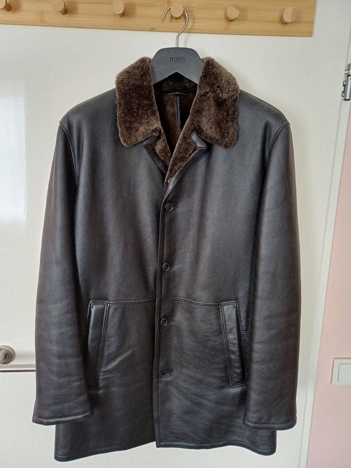 Exclusieve Hugo Boss heren leren jas met lamsvoering M 54, Maat 52/54 (L), Zwart, Ophalen of Verzenden, Zo goed als nieuw