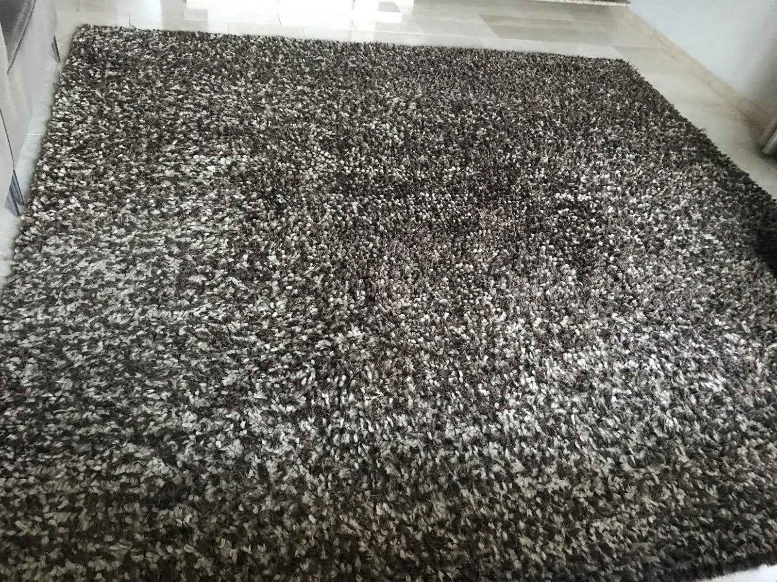 Wol Bruin/beige hoogpolig vloerkleed300x310, Ophalen, Gebruikt, Bruin, 150 tot 200 cm