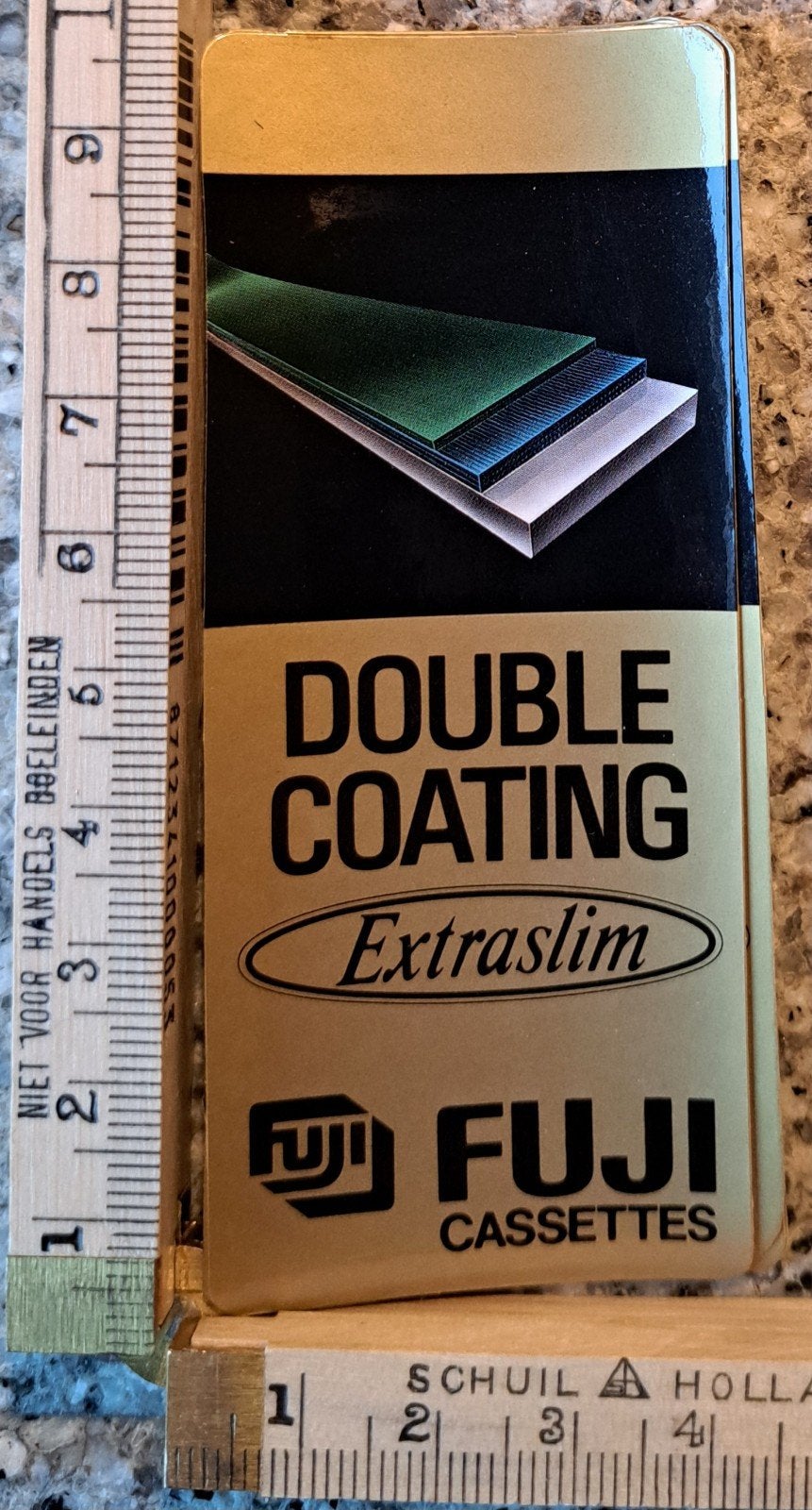 Vintage sticker FUJI CASSETTES extra slim double coating, Ophalen of Verzenden, Zo goed als nieuw, Overige typen