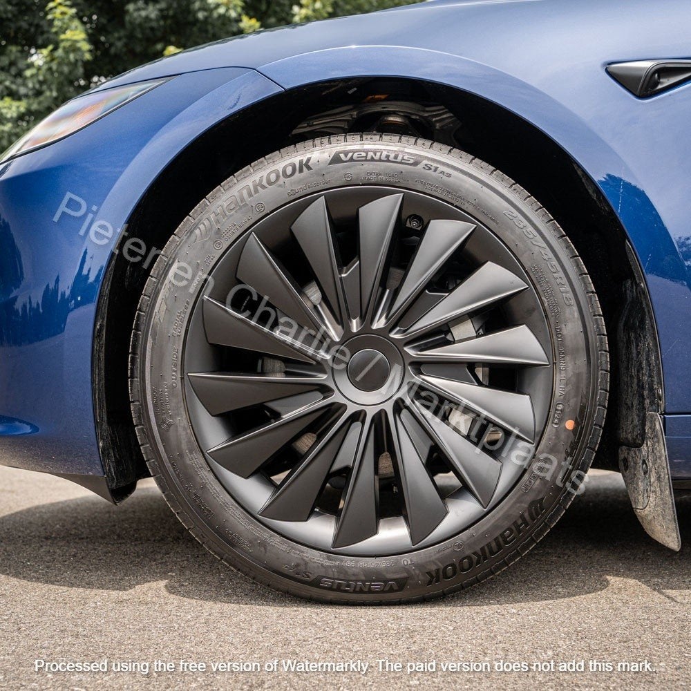 NIEUWE set van 4 zwarte wieldoppen voor de Tesla Model 3, Auto diversen, Ophalen of Verzenden, Nieuw