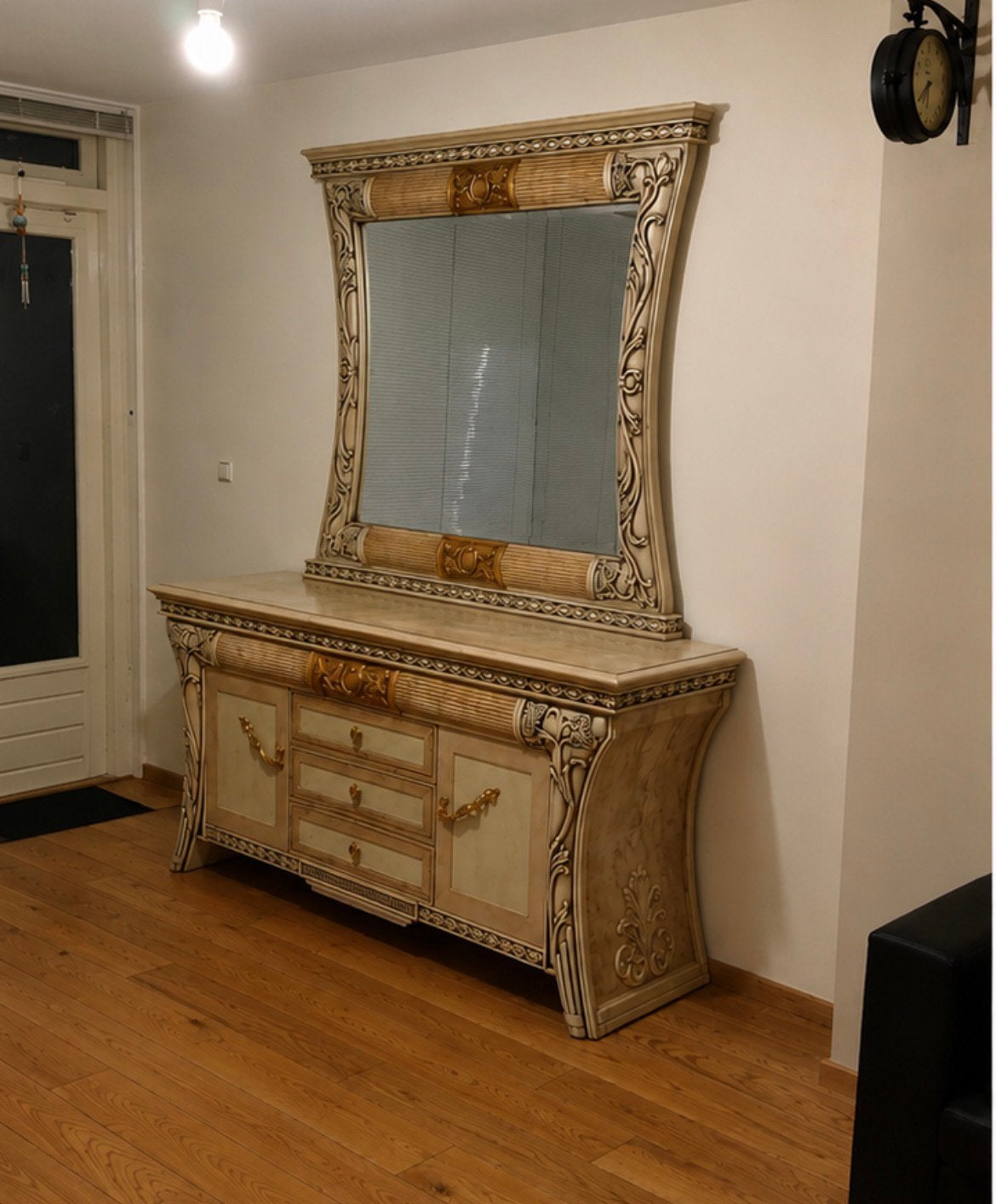 Luxe dressoir en kaptafel met bijbehorende spiegels, Ophalen, Overige materialen, 200 cm of meer, 50 tot 100 cm