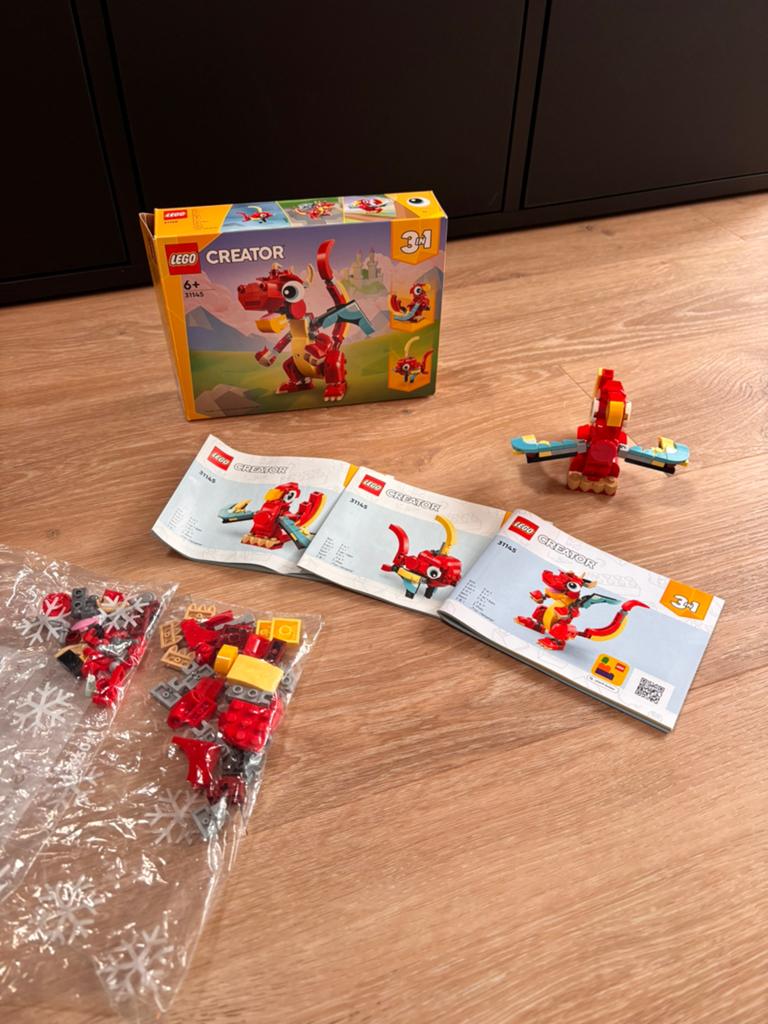 Lego Creator 31145 Rode Draak 3-in-1 set, Kinderen en Baby's, Speelgoed | Duplo en Lego, Lego, Ophalen of Verzenden, Zo goed als nieuw