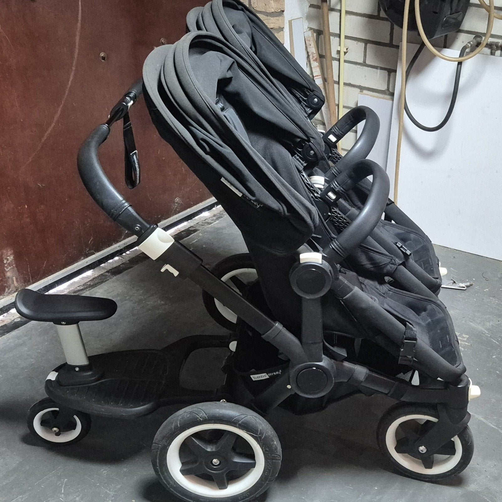 Bugaboo Donkey 2 Duo Compleet + accessoires – Zwart, Ophalen of Verzenden, Gebruikt, Voetenzak