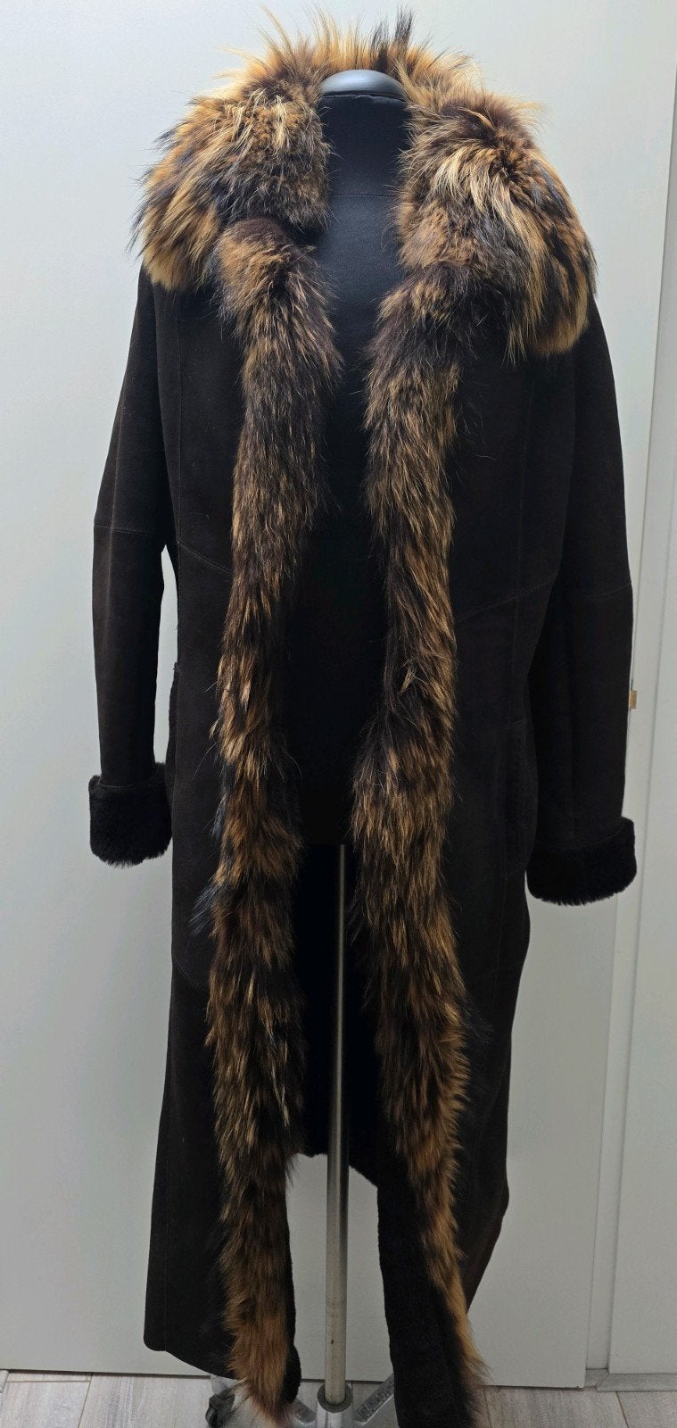 Shearling lammy coat mantel echt lamsleer en vacht mt. 38, Maat 38/40 (M), Bruin, Ophalen of Verzenden, ME collection