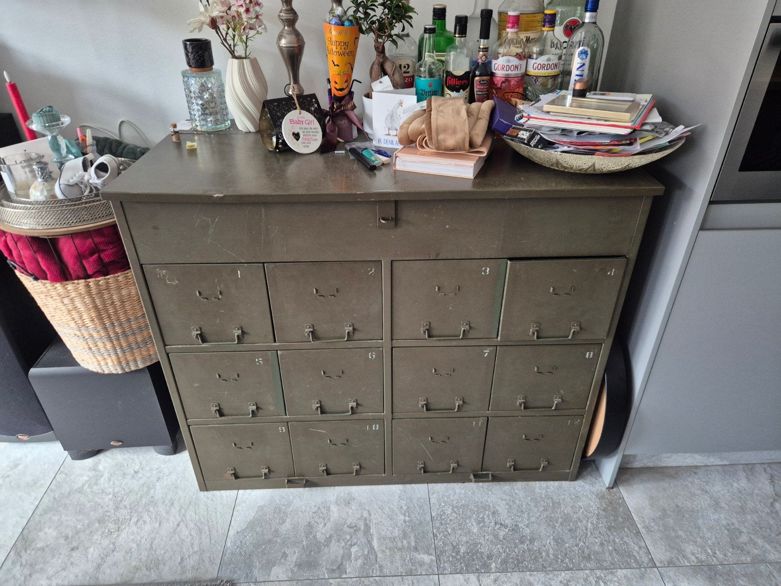 Vintage metalen ladekast - Industrieel design, Ophalen, Zo goed als nieuw