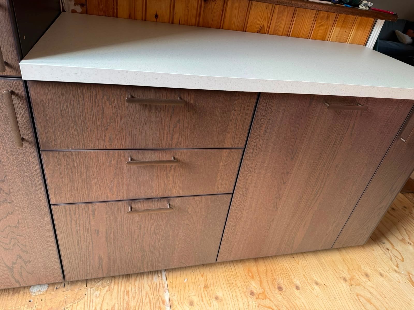 Ikea keukenblad - Lichtgrijs steenlook, Huis en Inrichting, Ophalen, 100 tot 150 cm, Zo goed als nieuw, Minder dan 100 cm