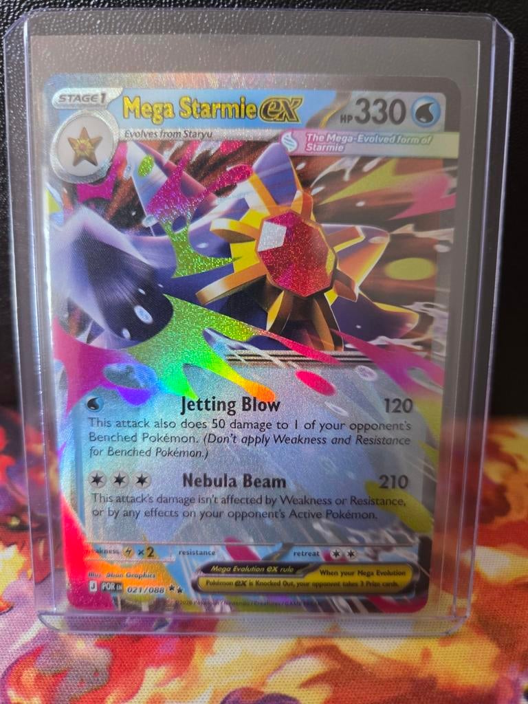 Mega Starmie EX 021/088 Pokémon Kaart NM, Ophalen of Verzenden, Zo goed als nieuw, Losse kaart, Foil