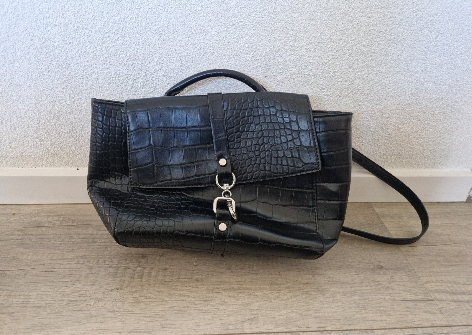 Asos tas rugzak zwart rugtas leer look, Ophalen of Verzenden, Zo goed als nieuw, Zwart, Overige typen