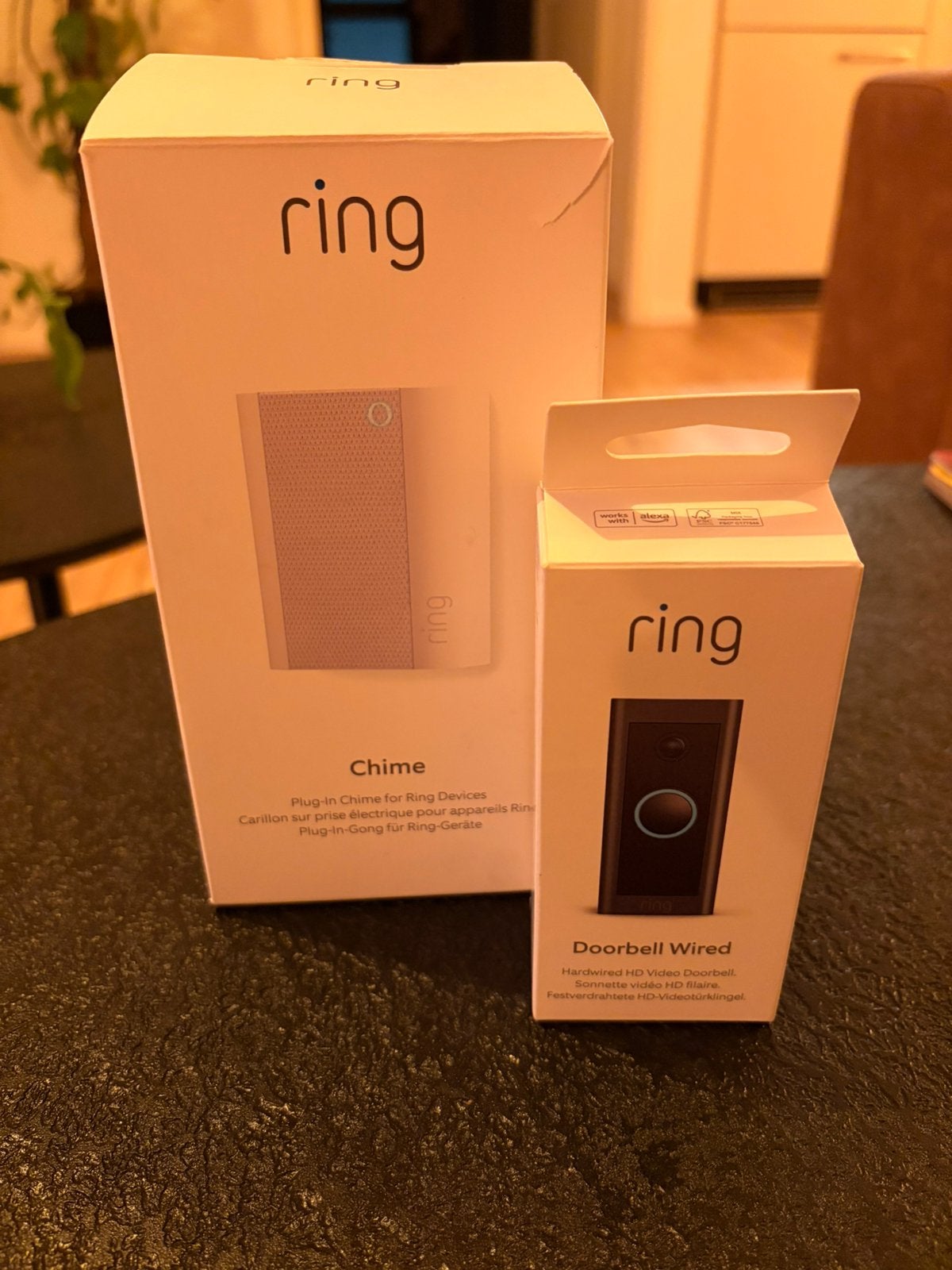 Ring Doorbell Wired + Chime – compleet in orginele doos, Ophalen, Ingebouwde camera, Zo goed als nieuw, Bedraad