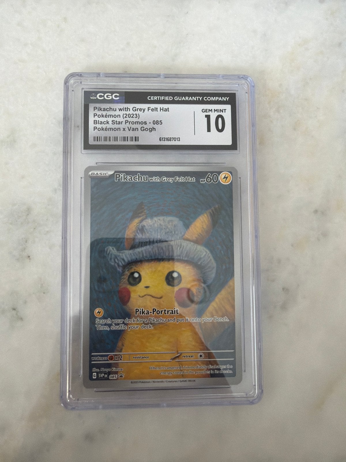 Pikachu met Grijze Vilten Hoed Pokémon Kaart CGC Gem Mint 10, Hobby en Vrije tijd, Ophalen, Nieuw, Losse kaart