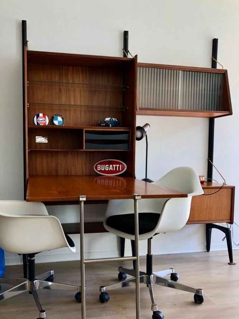 Wandmeubel met bureau vintage Louis van Teeffelen, Ophalen, Met plank(en), Gebruikt, 150 tot 200 cm