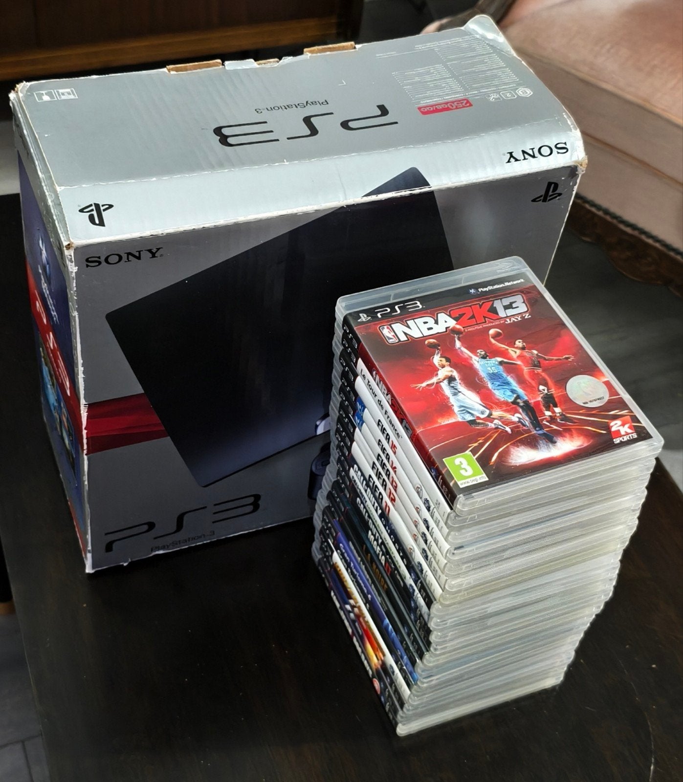 PlayStation 3 Slim 250GB + 2 Controllers + 17 Games, Ophalen, Met games, Met 2 controllers, 250 GB