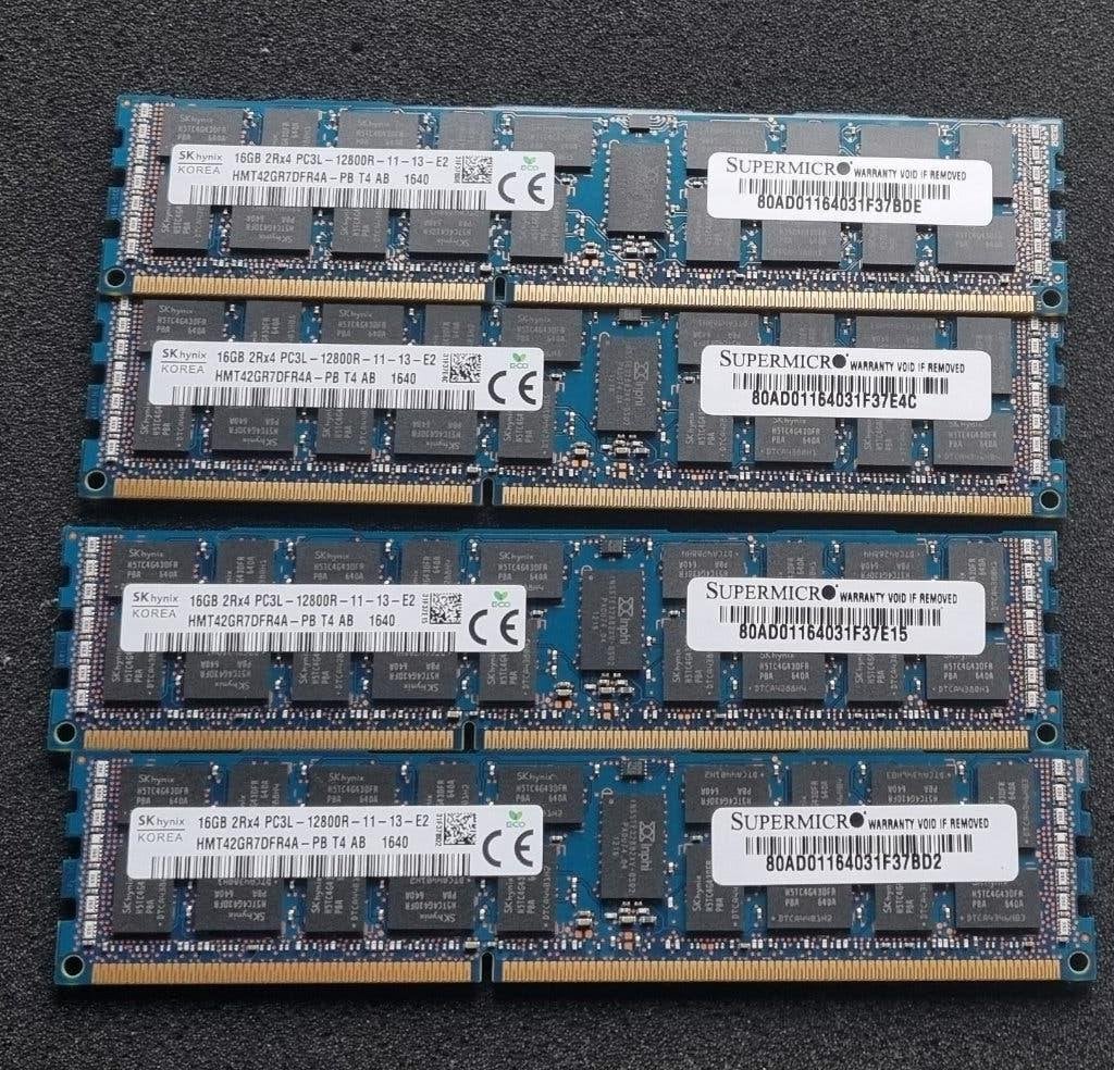 SK hynix 4x16GB DDR3L ECC RDIMM 1600MHz (HMT42GR7BFR4A-PB), Server, DDR3, Ophalen of Verzenden, Zo goed als nieuw