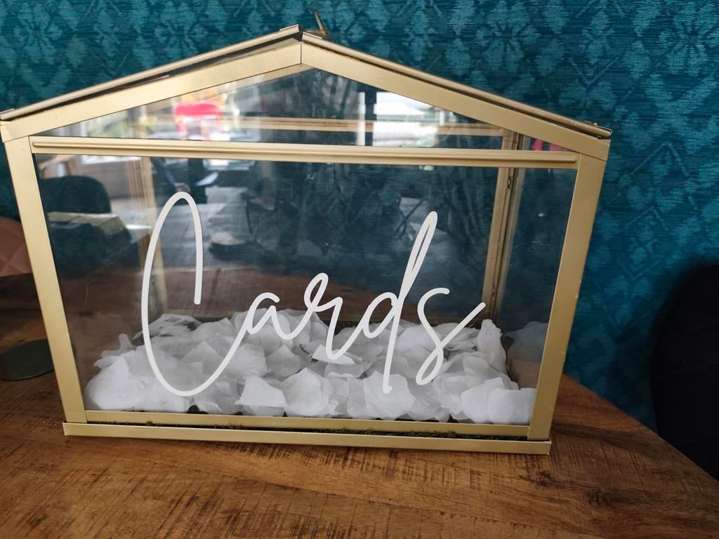 Kaartenbox bruiloft met foto en ringen doosje, Ophalen