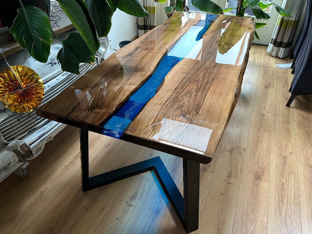 Epoxy rivier eettafel, Huis en Inrichting, Ophalen, 50 tot 100 cm, Rechthoekig, Nieuw