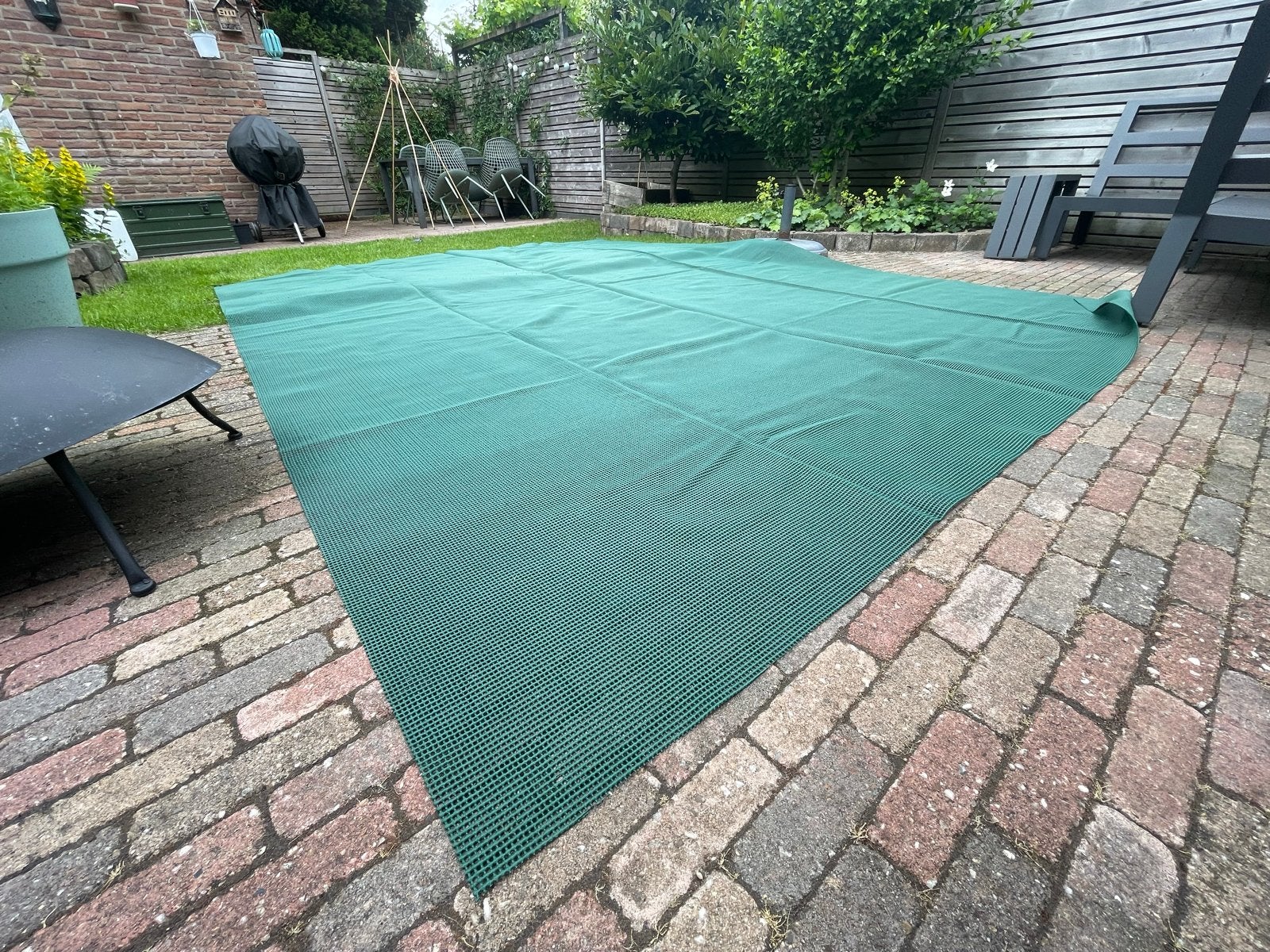 Zeer groot groen voortent kleed voor caravan of vouwwagen, Ophalen, Zo goed als nieuw