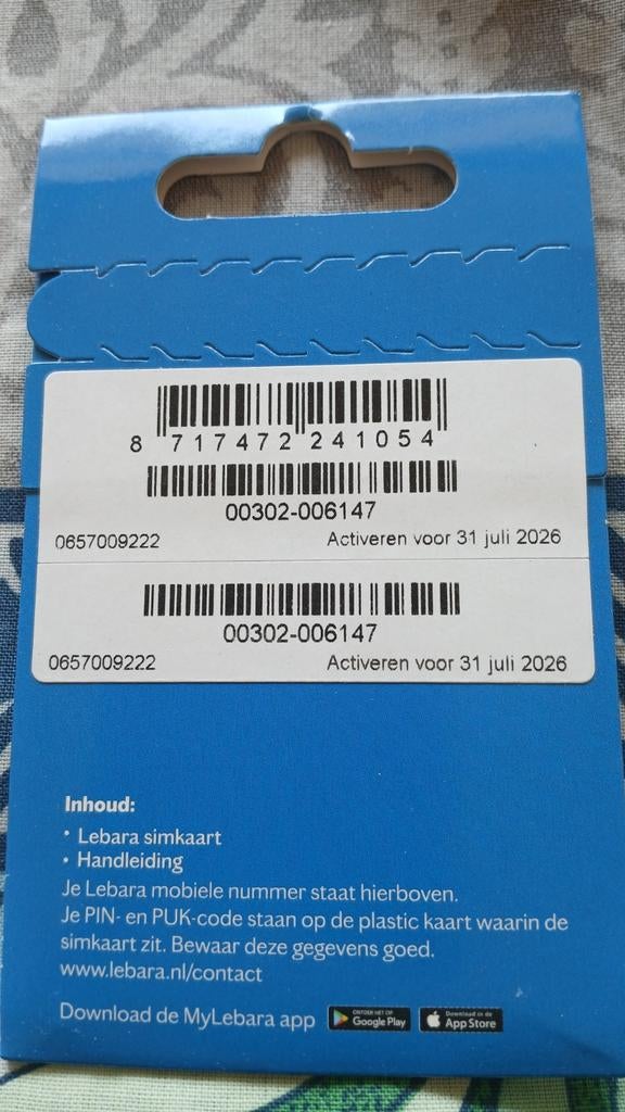 0657009222 - Lebara Simkaart - Nieuw en Ongebruikt, Verzenden, Nieuw, Overige typen, Overige merken