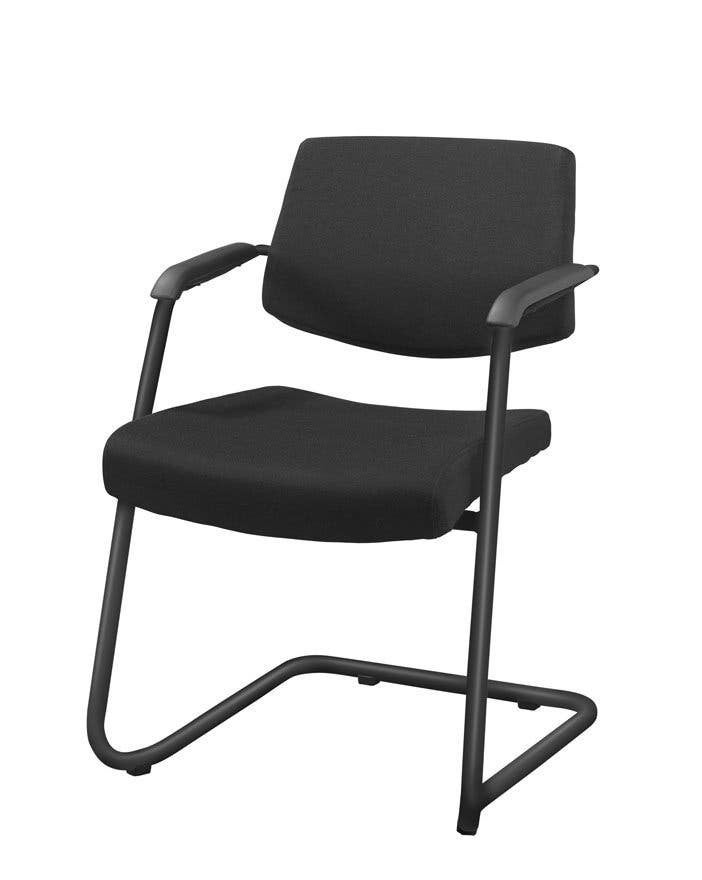 Vergaderstoel 930, lage rug, Zwarte stof, Zwart sledeframe, Huis en Inrichting, Stoelen, Nieuw, Vijf, Zes of meer stoelen, Metaal