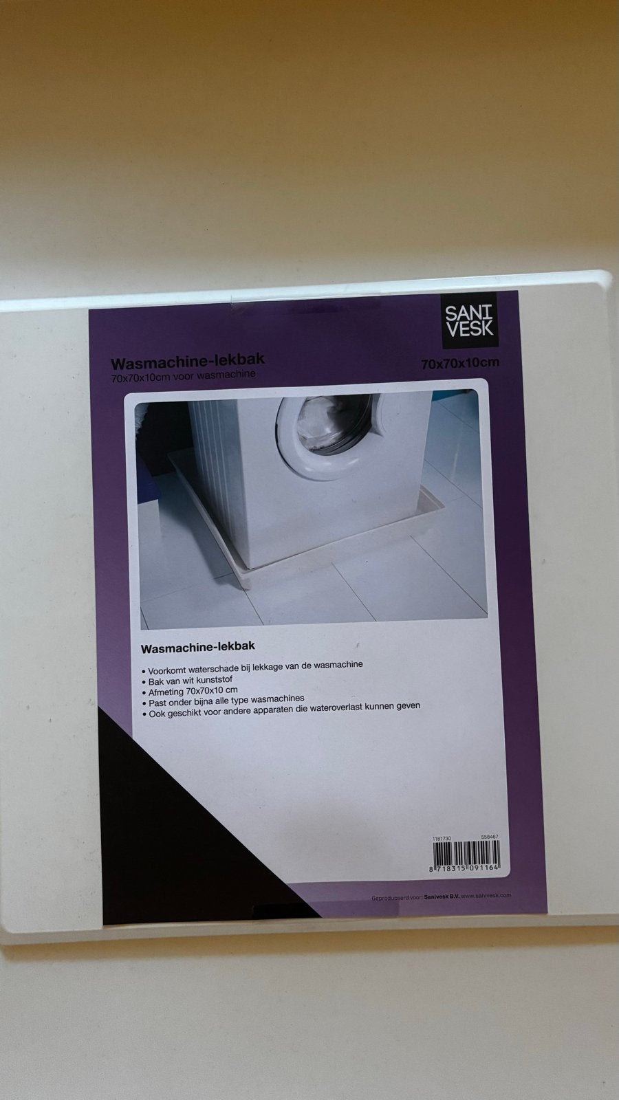 SANI VESK Wasmachine-lekbak 70x70x10cm, Ophalen, Nieuw