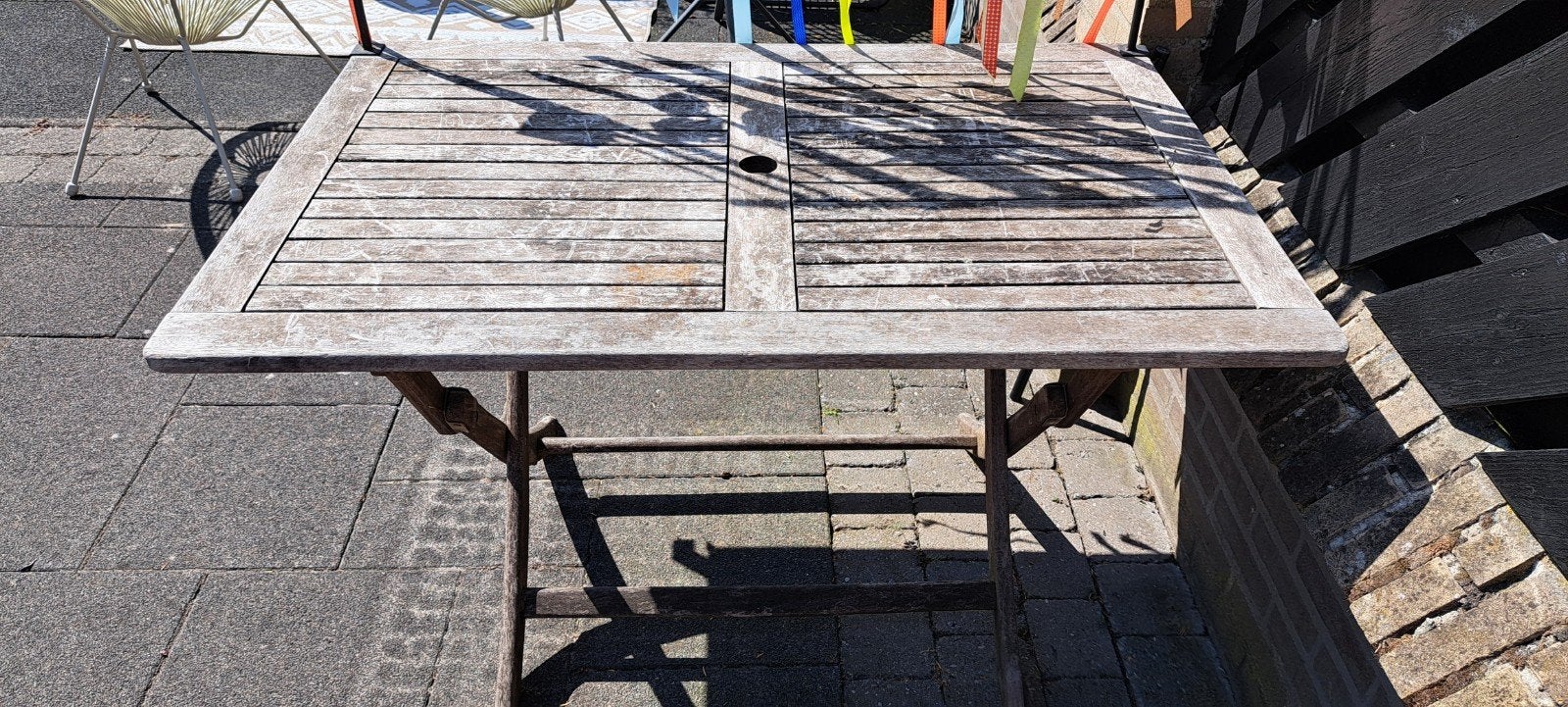 Hardhouten tuintafel, Tuin en Terras, Ophalen, Gebruikt, Rechthoekig, Hout