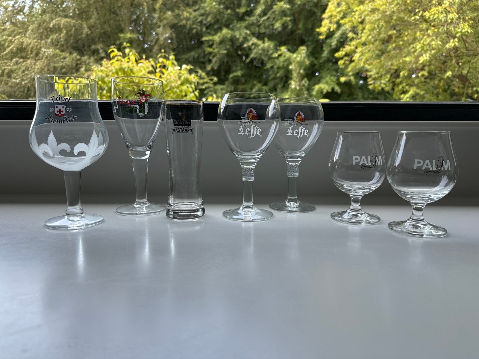 Bierglazen collectie: Leffe, Palm, Tripel Karmeliet, Bastaar, Glas of Glazen, Gebruikt, Ophalen of Verzenden, Glas