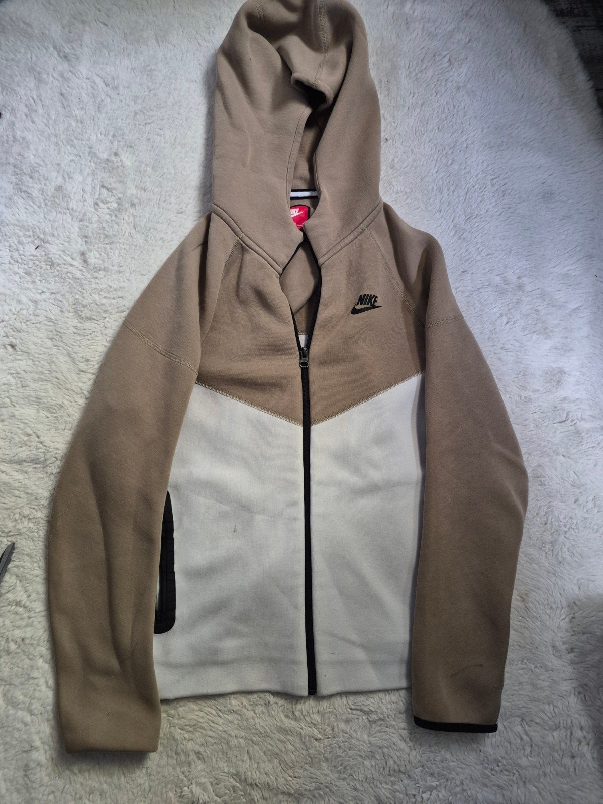 Nike Tech Fleece Hoodie Bruin/Wit - Maat XL (158-170 CM), Ophalen of Verzenden, Gedragen, Nike