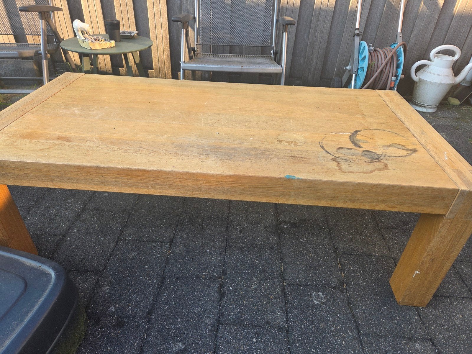 Massief hout salontafel, Ophalen, Gebruikt, 100 tot 150 cm, 50 tot 100 cm