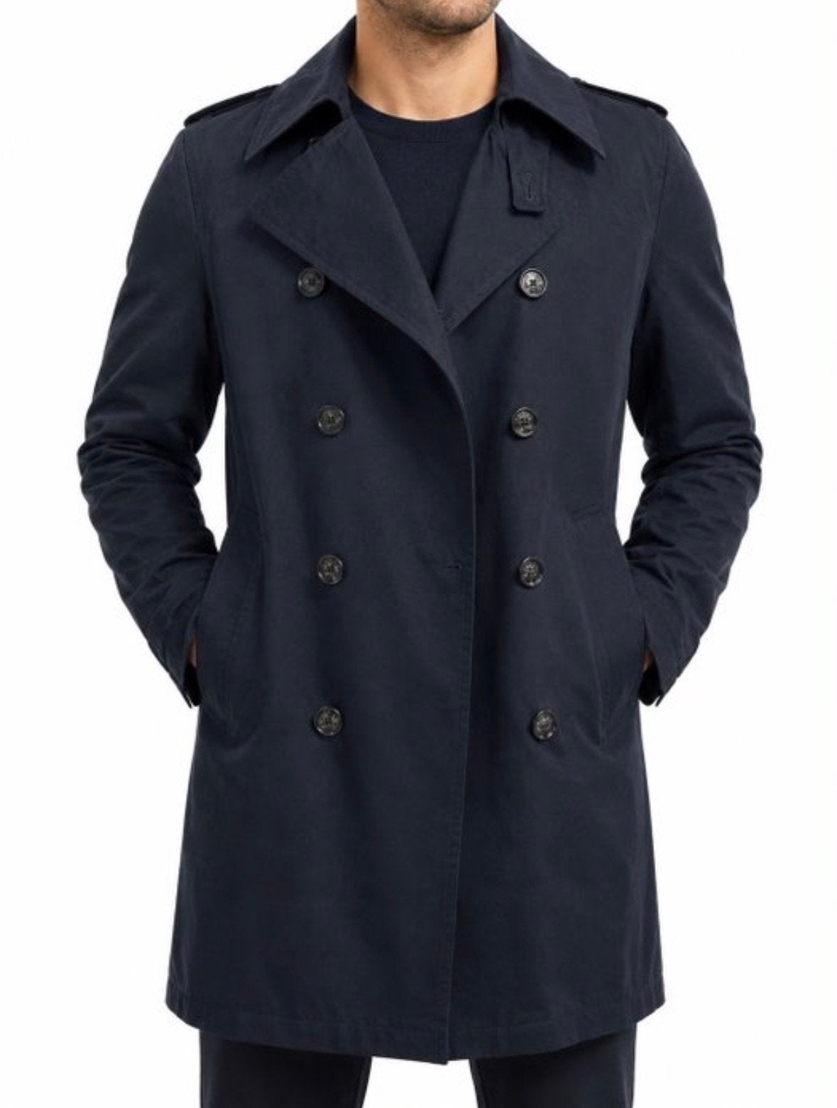 Burberry London Trenchcoat Heren M-L | Navy | 100% katoen, Ophalen of Verzenden, Zo goed als nieuw, Blauw